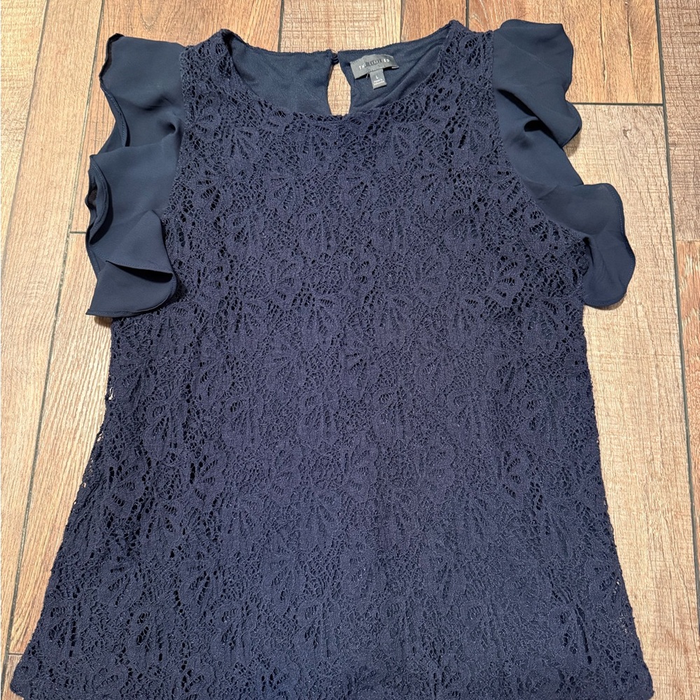 The Limited Blue Sleeveless Ruffled Blouse